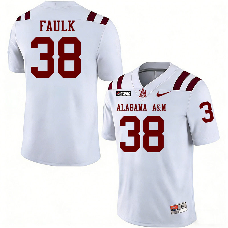 Alabama A&M Bulldogs #38 David Faulk College Football Jerseys,Uniforms-White